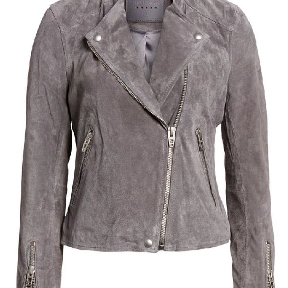 Blank NYC Ash Gray Leather Jacket - Picture 1 of 7
